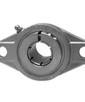 Front view of durable one and a half inch bore double sealed 2 bolt flange ball bearing with Kanigen plated insert and RF double lip seal.