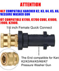 Pressure Washer Gun Adapter For Karcher K2 K3 K4 K5 K6 K7 Pre 2010 Models And Stanley SLP Guns Converts To One Quarter Inch Quick Connect Fitting Easy Install brass socket and plastic housing