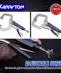 Heavy Duty C Clamp Locking Pliers Set With Swivel Pads And Rubber Soft Grips For Precise Welding And Woodworking Projects Includes 6 Inch 9 Inch 11 Inch And 14 Inch Pliers Carbon Steel Construction Ideal DIY Clamp Tools By KARRYTON, featuring adjustable screw mechanism.