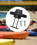 Kayak Drain Plug Kit For Boats And Canoes With Coarse Thread Bung Replacement Hardware Set 2 Pieces on beach with kayaks