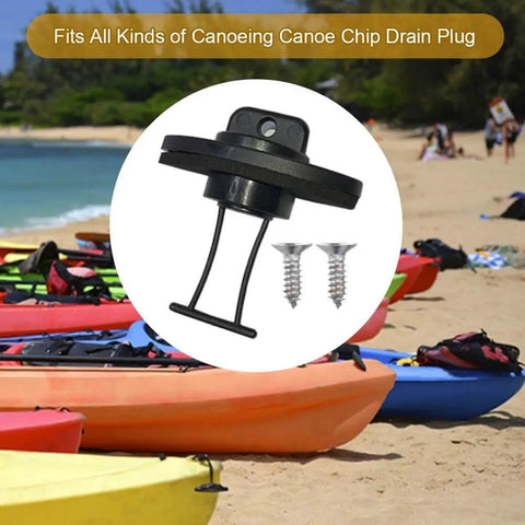 Kayak Drain Plug Kit For Boats And Canoes With Coarse Thread Bung Replacement Hardware Set 2 Pieces on beach with kayaks