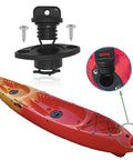 Heavy Duty Kayak Drain Plug Kit With Screws For Scupper Plugs And Boat Gear, 25mm Outside Diameter, 1 Inch Fit installed on red kayak