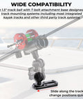 4 Inch Tough Track Kayak Mount Base With 1.5 Inch Ball T Bolt Track Rail for RAM Mounts, C Size Double Socket Arm on Boat Deck
