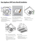 Easy Install 100 CFM Bathroom Exhaust Fan With Ultra Quiet 0.8 Sone Operation Energy Star Certified No Attic Access Required SNP100 By Kaze Appliance installation steps.