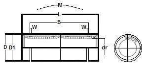 Technical diagram of ✝️ KB30GWUU NB Bearing 30mm Ball Bushings Linear Motion Bearing in automation, front and side views with measurements.