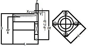 Technical diagram of ✝️ KBK12UU NB Bearing 12mm Ball Bushings Linear Motion Bearing, showing dimensions and design details for mechanical systems.