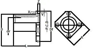 Technical diagram of ✝️ KBK25 NB Bearing 25mm Ball Bushings Linear Motion Bearing with dimensions for smooth motion and stable alignment.