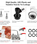 Ball Lock Keg Post Quick Disconnect Set For Corny Kegs Stainless Steel Homebrew Connectors 19/32-18 Female Thread Gas And Liquid Posts Includes 1 Pair Keg Post Fittings With Hose Clamps Durable Easy Install, shown with barb fittings, hose clamps, and O-rings.