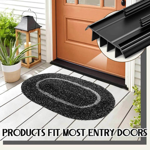 Entrance with 2 Pcs Kerf Style Door Bottom 36" Long 1 3/4" Wide Replacement Threshold Seal with Vinyl Fins Weatherstrip Draft Stopper in black