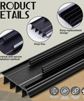 2 Pcs Kerf Style Door Bottom 36" Long 1 3/4" Wide Replacement Threshold Seal with Vinyl Fins Weatherstrip Draft Stopper for Interior Exterior Doors(Black)