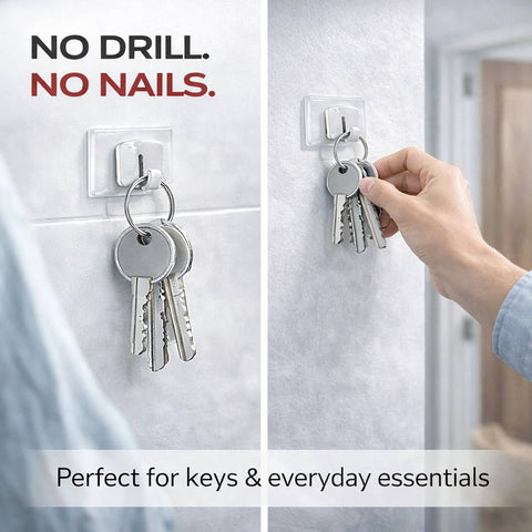 Heavy Duty Double Sided Tape For Indoor And Outdoor Use, Ultra Strong Mounting Tape displayed holding keys without nails