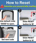 Instructions to reset 4-digit combination of Key Lock Box For Outdoor Use With Four Digit Combination Realtor Lockbox For Keys On Gates And Doors