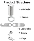 Keyed Alike Cam Lock Set One And One Eighth Inch Fits Cabinets File Drawers Mailboxes RV Storage Zinc Alloy Ten Piece components
