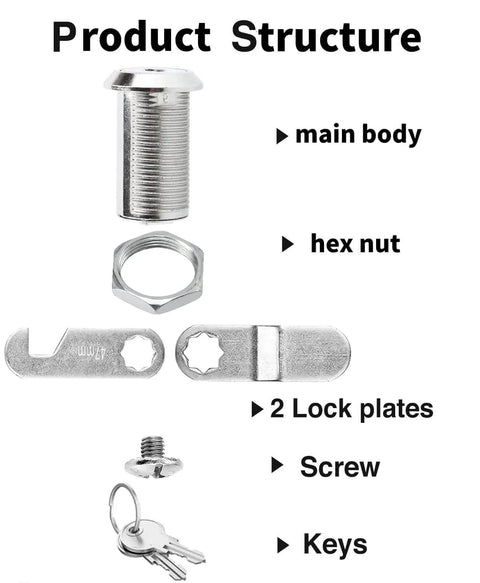Keyed Alike Cam Lock Set One And One Eighth Inch Fits Cabinets File Drawers Mailboxes RV Storage Zinc Alloy Ten Piece components