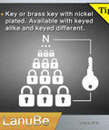 Diagram showing keying options for Keyed Alike Laminated Padlocks Set 12 Pack 1 9 16 Inch Wide Body Yellow Plastic Hoop