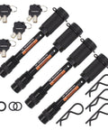 Keyed Alike Five Eighth Inch Trailer Hitch Lock Set With Extra Long Three And A Quarter Inch Span Double Safety Receiver Pin For Class Three And Four Hitches Fits Two Inch And Two Point Five Inch Receivers Four Pack