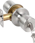 Keyed Entry Door Knob With Lock And Key For Exterior And Interior Doors Satin Nickel Finish Dual Locking Mechanism Inside Turn Button Outside Key Front Door Handle For Residential And Commercial Use Ideal For Bedroom And Bathroom Doors