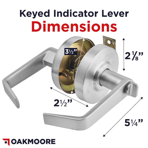 Keyed Entry Commercial Door Handle With Indicator And Locking Occupied Door Lever dimensions shown