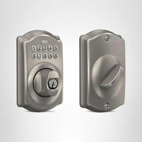 Camelot Keypad Deadbolt With Electronic Keyless Entry Lock Satin Nickel Finish For Front Door Back Door Home Office And Garage