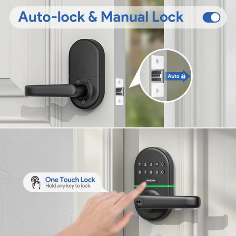 Keypad Door Lock With Handle Keyless Entry Smart Lock For Front Door Easy Installation Backlit Keypad Auto Lock Security System