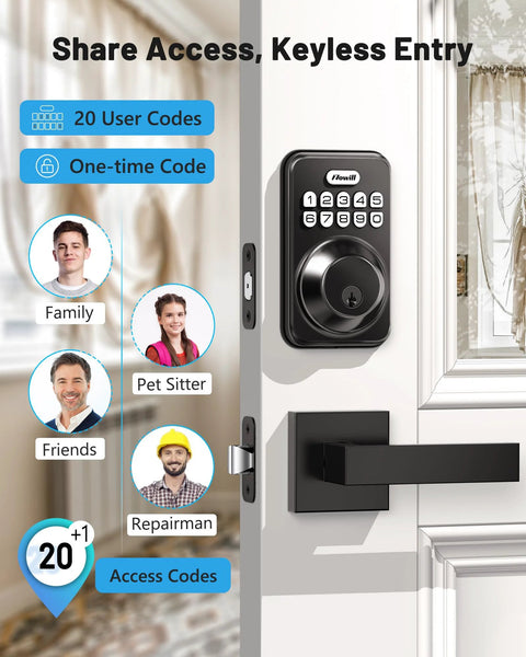 Keyless entry door lock with two lever handles provides secure, convenient access for homes and rentals, autolocks after time.