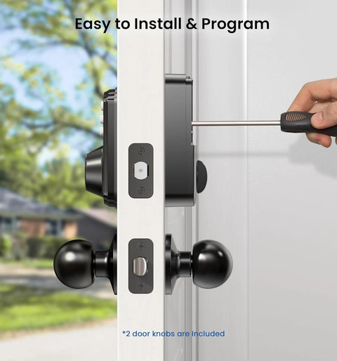 Installation of Keyless Entry Door Lock With Two Knobs And Electronic Backlit Keypad Deadbolt Auto Lock, Matte Black