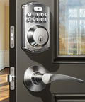 Keyless Entry Door Lock With Dual Lever Handles And Electronic Keypad Deadbolt For Easy Installation And Secure Access Across Front Or Interior Doors Ideal For Homes Rentals And Offices Satin Nickel Finish