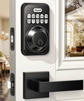 Keyless entry door lock with two lever handles provides secure, convenient access for homes and rentals, installed on door