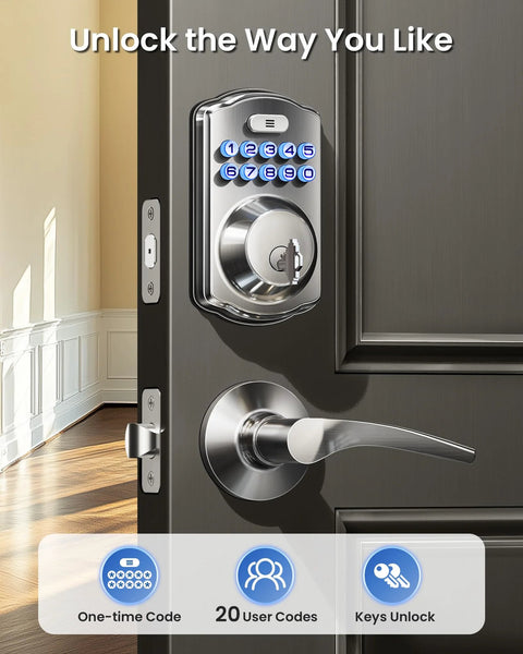Keyless Entry Door Lock With Dual Lever Handles And Electronic Keypad Deadbolt For Easy Installation And Secure Access