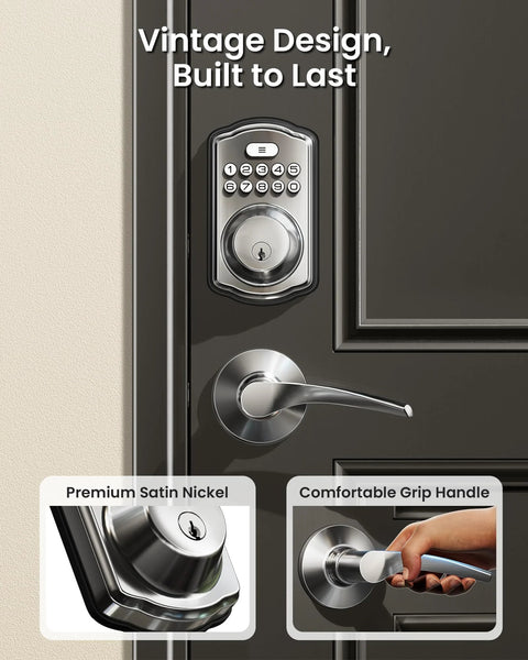 Keyless Entry Door Lock With Dual Lever Handles And Electronic Keypad Deadbolt For Easy Installation And Secure Access