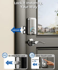 Keyless Entry Door Lock With Dual Lever Handles And Electronic Keypad Deadbolt For Easy Installation Satin Nickel Finish on door