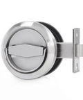 304 Stainless Steel Keyless Pocket Door Lock For Corridor Sliding Doors With Hidden Recessed Cup Install Brushed Silver