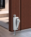 Sliding Patio Door Lock Keyless With Door Latch For Window Glass And Patio Doors High Quality Alloy Stainless Steel Construction Durable Silver Finish Auxiliary Security Lock For Easy No Key Access installed on wooden door