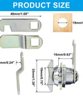 Durable thumb operated cam lock with keyless latch, zinc alloy, dimensions: 48mm long, fits doors up to 5/8 inch thick.