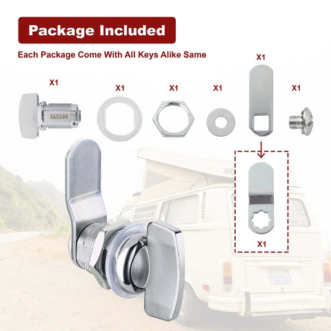 Keyless thumb twist cam lock for RVs, boats, storage compartments and outdoor showers with included installation parts