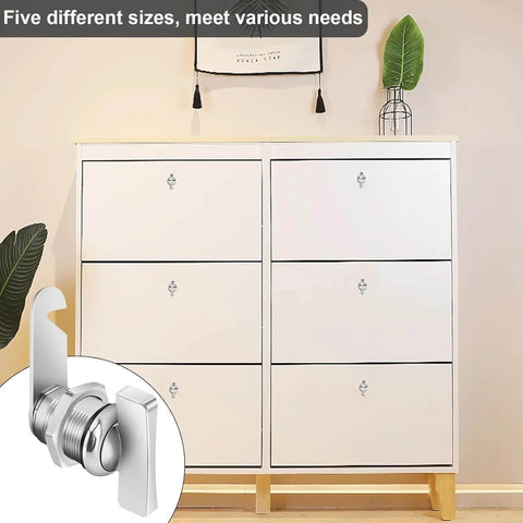 Keyless thumb cam locks for cabinets, RV storage and compartments offer effortless one handed access, seen in dresser.