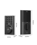 Keyless Entry Smart Lock With Built In WiFi Keypad Deadbolt For Front Door No Bridge Required Easy Installation With App Remote Control Auto Lock And Voice Control Battery Level Indicator And Secure Access Management BHMA Grade 3, showing front and rear components with dimensions.