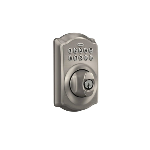 Camelot Keypad Deadbolt With Electronic Keyless Entry Lock Satin Nickel Finish for Front Door Back Door Home Office and Garage Battery Powered