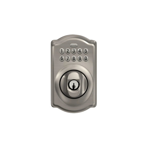Camelot Keypad Deadbolt With Electronic Keyless Entry Lock Satin Nickel Finish For Front Door Back Door Home Office And Garage Battery Powered Grade Two Security Supports Nineteen Access Codes And Quick Secure Keyless Entry