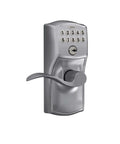 Camelot Keypad Entry Door Lock With Flex Lock And Accent Levers In Brushed Chrome For Keyless Entry, Auto Relock, Two Pre-Programmed Codes