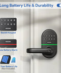 Keypad Door Lock With Handle Keyless Entry Smart Lock For Front Door Easy Installation Backlit Keypad Auto Lock Security System