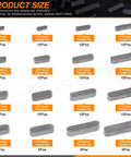 Image showing sizes of keys in Comprehensive Keystock Kit With 140 Pieces In 16 Sizes Featuring Round Ended Feather Keys And Parallel Drive Shaft Keys.