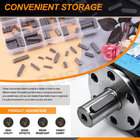 Comprehensive Keystock Kit with 140 pieces in 16 sizes, organized case and mechanical part; convenient storage shown.