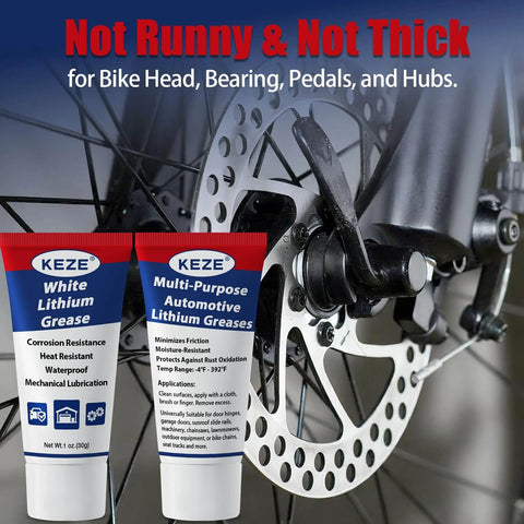 Keze White Lithium Grease Tube Automotive Grasa De Litio Car Door Grease with Brush NLGI 2 Rust Corrosion Waterproof next to bike wheel