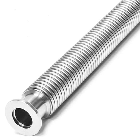 KF25 Stainless Steel Bellows 1000mm Corrugated Vacuum Hose ISO NW25 With 0.15mm Wall Thickness High Flexibility For Industrial And Laboratory Use Leak Proof Connection Corrosion Resistant For Lab And Industrial Use In Cleanrooms.