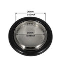 Top Notch Vacuum Flange Filter Screen Bracket For KF25 Vacuum Systems With 40 Mesh SS304 And FKM O Ring, front view with dimensions