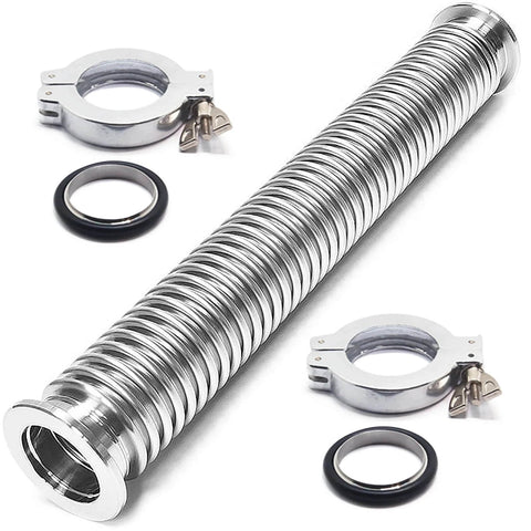 KF40 Vacuum Hose Kit, 2-Pack 750mm SS304 Bellows with N40 Flanges, 2 Clamps, 2 Rings, 2 FKM O-Rings for Vacuum System