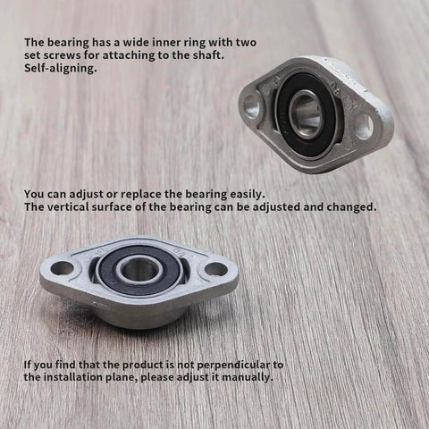 Four Piece Pillow Block Bearing Set KFL08 Self Alignment Flange Bearing Zinc Alloy Steel Mounted 5/16 Inch Inner Diameter 8mm ID