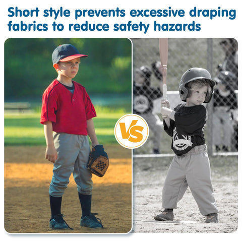 Kid in Knicker Style Toddler And Youth Baseball Pants For Boys And Girls, Tee Ball Softball Practice Pants With Belt Loops on the field.