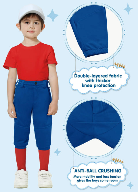 Kids Knicker Baseball Pants For Toddlers And Youth Boys And Girls Royal Blue With Belt Loops Tee Ball Softball Practice Pants